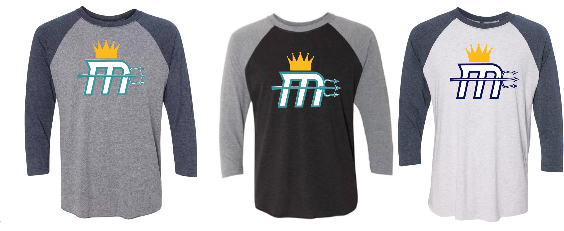 "Mariners M" 3/4 Sleeve Cotton Tee